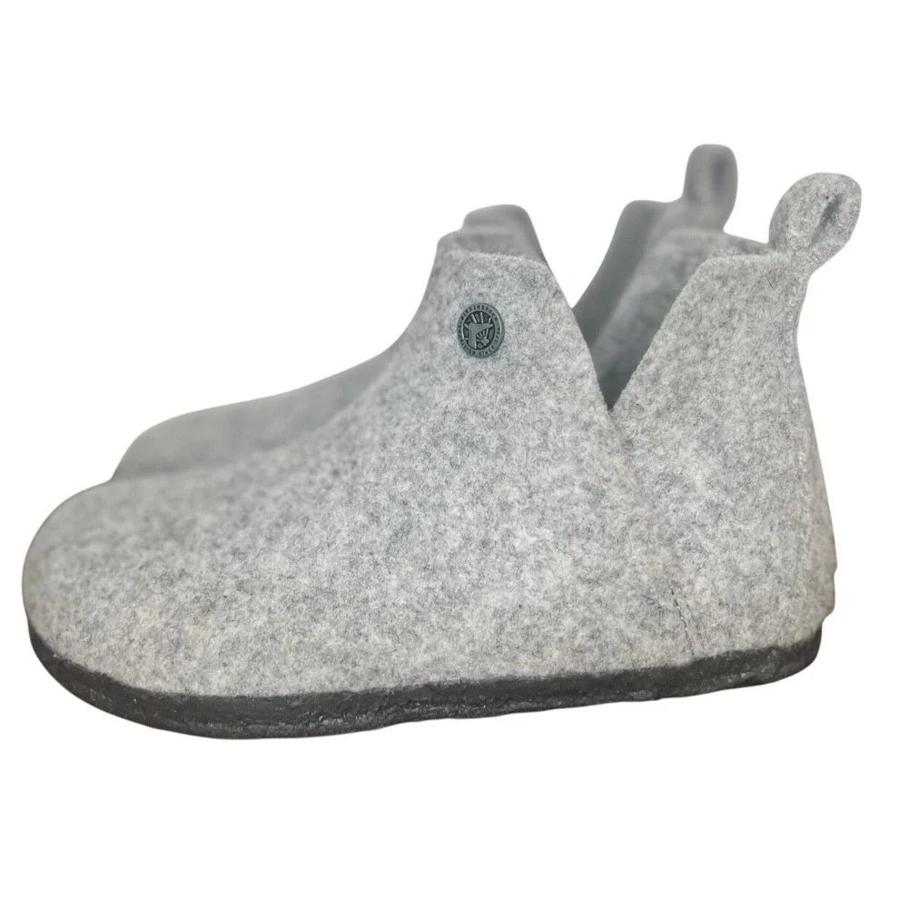 Birkenstock Andermatt Slipper Boot Light Gray Kids Size 2 Wool Felt House Shoes